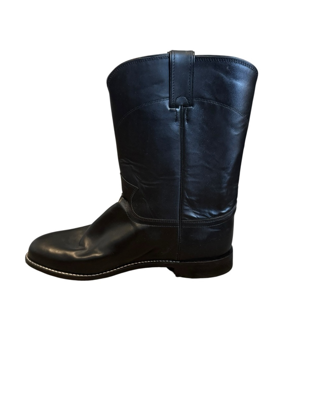 Justin Men’s Classic Black Leather Western Boot Size 11.5 E